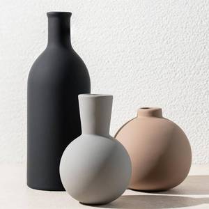lot 1302 image: Ceramic Vase Set of 3, Modern Minimalist Neutral Home Decor, Boho Rustic Farmhouse Decorative Vases for Pampas Grass Dried Flowers  Table Centerpiece Entryway Mantel Bookshelf(Black Mix Set - Gray#1)