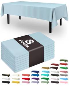 lot 2138 image: Pureegg Plastic Table Cloth Disposable 8 Pack 54 x 108 Inch, Light Blue