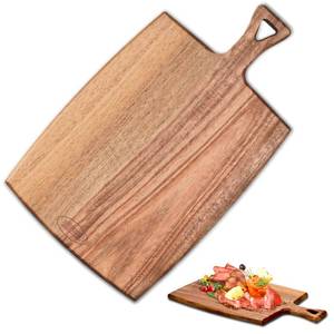lot 2140 image: Acacia Wood Cutting Board with Handle(16x10inRectangle).charcuterie boards-Serving Board-Pizza Board-Cheese Board-decorative cutting boards for kitchen.Durable Multipurpose