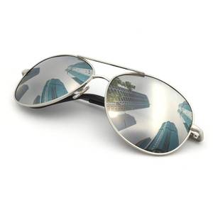 lot 2141 image: JS Military Style Polarized Aviators, Large, Silver FrameSilver Mirror