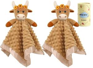 lot 2175 image: MOVEPAI Baby Security Blanket, Soft Baby Lovey Toy Blanket for Girls, Snuggle Toy Lovie Newborn Blankie, for Girl Highland Cow 16 Inch
