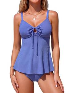 lot 2186 image: BMJL Women�s Tankini Swimsuits Two Piece Ribbed Bathing Suit Flowy Swimwear XXL