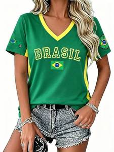 lot 2192 image: FAYALEQ Soccer Shirt 2026 Women Brazil Shirts Soccer Graphic Jerseys M