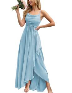 lot 2193 image: VOUIAO Wedding Guest Bridesmaid Dress Formal Evening Gown Light Blue M