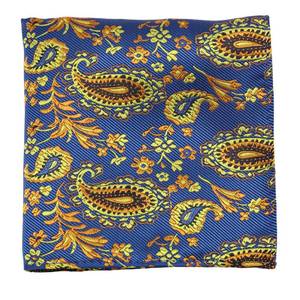 lot 2194 image: Gsyziux Paisley Pocket Squares for Men, Satin Suit Handkerchiefs with Holder for Wedding Business Prom Accessories (Royal Blue,gold)