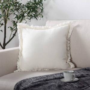 lot 2197 image: ATLINIA Linen Pillow Cover with Tassels 20 x 20 Off White Decorative Throw Pillow Cover for Couch Sofa Bed and Outdoor