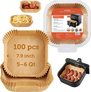 lot 2201 image: Cosori Air Fryer Liners, 100 PCS, 6.5in, Square, Fits 3-5Qt Air Fryers