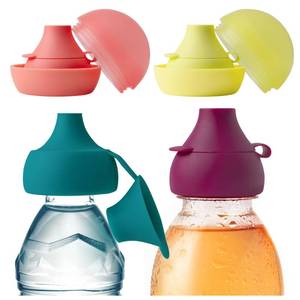 lot 2205 image: Boon Snug Sip Universal Water and Juice Silicone Bottle Toppers - Soft Spout Conversion Caps with Spill Proof Valves - Silicone Bottle Covers for Travel - Includes 4 Toppers and 4 Cases