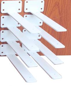 lot 2207 image: A 4 Pack - 10 inch White Hidden L Shelf Bracket (15 Inch Thicked) Iron Floating Shelf Brackets Rustic Industrial Metal Brackets for Shelf Support