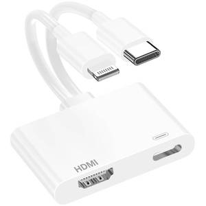 lot 2216 image: Apple MFi Certified Lightning and USB-C to HDMI Adapter for iPhone iPad to TV