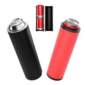 lot 2227 image: Tactical Reload Double Can Holder, 3D Printed Insulated Can Cooler for 12oz Beer and Soda, Gravity-Fed Dual Stack Beverage Holder, Double-Wall Drink Cooler for Tailgates, Camping, BBQ(RedBlack)