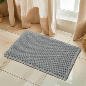 lot 2229 image: SUBRTEX Waffle Braided Bath Mat, 18in x 24in Soft Waffle Bath Rugs, Absorbent Non Slip Bathrooom Mats, Machine Washable Area Rug for Bathroom, Quick Dry, Gray