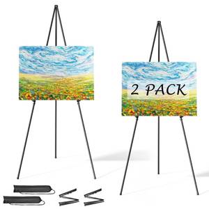 lot 2230 image: Easel Stand for Sign, Aredy 63in Portable Painting Easel, Lightweight Metal Easels for Painting Canvas, Wedding Sign (2 Pack)