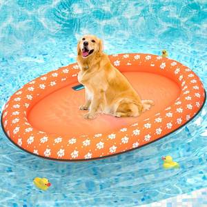 lot 2262 image: Pet Soft Dog Float Raft - Inflatable Dog Swimming Float for Summer (lime and gray)
