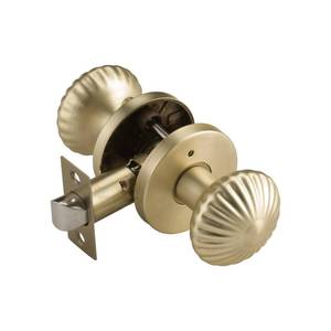 lot 2268 image: NCSEN Gold Interior Door Knobs, Heavy Duty Door Knob with Lock, Seashell knob Door Handles for Bath and Bedroom