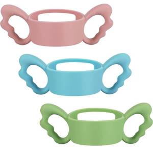 lot 2285 image: A 3 Pack Baby Bottle Handles Silicone Wide Neck Feeding Handle Easy Grip Lightweight Bottle Handle Small Hand Gripping for Self Feeding(Pink, Green, Blue)