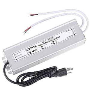 lot 2291 image: LED Driver 200 Watts Waterproof IP67 Power Supply Transformer Adapter 90V-130V AC to 12V DC Low Voltage Output with 3-Prong Plug 3.3 Feet Cable for LED Light, Computer Project, Outdoor Light
