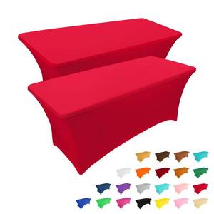 lot 2299 image: IVAPUPU 2 Pack 6FT Table Cloth for Rectangular Spandex Red Table Cover