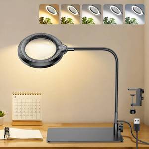 lot 3872 image: 30X 10X Magnifying Glass with Light and Stand, 90 LED 5 Color, Square