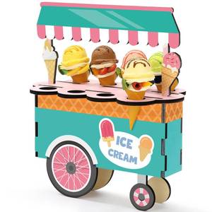 lot 3880 image: Novabright Wooden Ice Cream Cone Stand Dessert Cupcake Display Cupcake 8-hole Holder with Instructions Dessert Candy Cart Table Centerpiece for Two Sweet Birthday Baby Shower Summer Party Decor