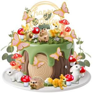 lot 4180 image: Bunny Squirrel Mushroom Cake Topper Mushroom Woodland Animal Cake Toppers