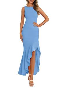lot 4183 image: PRETTYGARDEN Wedding Guest Dresses for Women 2026 Summer Formal Gala Maxi Dress Ruffle Mermaid Cocktail Long Dresses(Light Blue,Small)