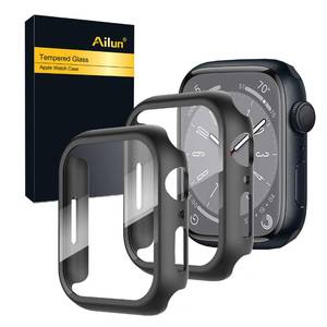 lot 4186 image: Ailun 2 Pack Screen Protector Case for Apple Watch Series 9 and 8 and 7, 45mm