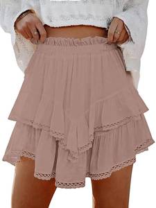 lot 6090 image: Lepunuo Womens Double Layer Ruffle Tiered Skirt Size Medium