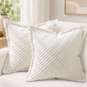 lot 6104 image: DecorUhome Corduroy Throw Pillow Covers 16x16 Set of 2