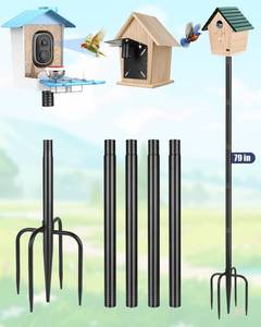 lot 7365 image: Smart Bird Feeder Pole Stand, 79 Inch Heavy Duty Bird House Pole for Outdoors Adjustable Mounting Pole for Smart Bird Feeder with 1 Inch Dia Bird Feeder Post Weather Station, Black