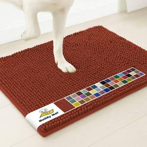 lot 7368 image: Muddy Mat�  Super Water Absorbent Door Mat Indoor, Microfiber Quick Dry Chenille Entryway Rug, Slip Resistant Front Door Mat, Indoor Mats for Entryway, Machine Washable Pet Rug, Brick Red 2ft x 3ft