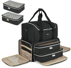 lot 7372 image: Extra Large Nail Polish Organizer Case Holds 80 Bottles and UV Lamp, Nail Organizers and Storage with 2 Removable Pouches, Travel Nail Supplies Carrying Bag for Nail Art Tech and Manicure Tools,Black