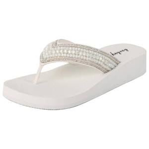 lot 7381 image: Lowkeyray New Products,Sparkling Rhinestone Platform Flip Flops Yoga Foam Wedge Sandals for Women. Size 7