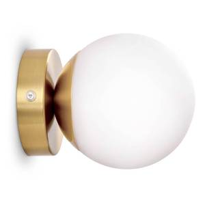 lot 7397 image: Battery Operated Wall Sconce Single, Brushed Gold Dimmable Opal Glass Globe