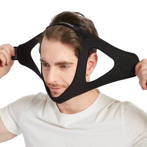 lot 8178 image: Adjustable Anti Snoring Chin Strap for CPAP Users - Comfortable Snore Stopping Device Face Mask Bandage Keeping Mouth Closed - Chin Strap for Snoring for Men and Women (Black)