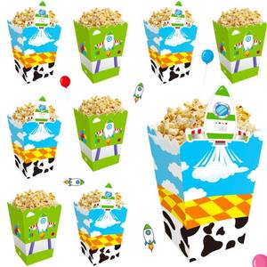 lot 8187 image: CHENRINDECO Cartoon Story Popcorn Boxes 24pcs Inspired Themed Birthday Party Popcorn Gift Boxes for Cartoon Story Rocket Theme Birthday Decoration Kids Boys Girls Party Supplies