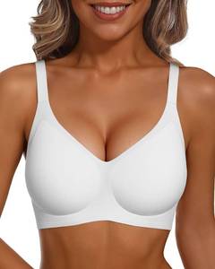 lot 8190 image: Vertvie Women Racerback Wireless Jelly Push Up Bra, White, M