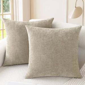 lot 8203 image: CaliTime Decorative Couch Throw Pillow Covers 16 X 16 Inches Light Taupe
