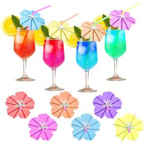 lot 8208 image: 50PCS Umbrella Straws,Drink Umbrellas for Hawaiian,Tropical,Luau,Tiki Party