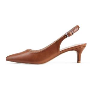 lot 8211 image: GENSHUO Womenfts Kitten Heels Closed Toe Slingback Pumps Brown Size 7