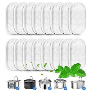 lot 8212 image: VinDox 16 Pack Replacement Filters for CatDog Water Fountain - Stainless Steel, 67oz2L Adjustable Water Flow, Super Quiet
