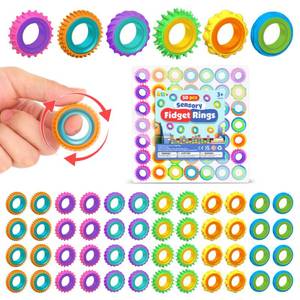 lot 8215 image: KLT Fidget Toys Bulk for Kids 50 Pack Texture Spinner Rings - Bulk Fidgets for Students Classroom Prizes - Quiet Sensory for Autism Stress Relief - Goodie Bags Stuffers for Party Favors