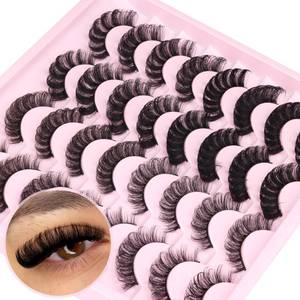 lot 8220 image: Russian Strip Lashes D Curly False Eyelashes Wispy 4 Styles Fake Eyelashes Natural Russian Eyelashes Fuzzy Mink Lashes that Look Like Extensions 16 Pairs ALICROWN