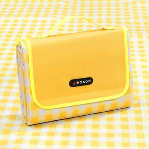 lot 8231 image: HXandOD Outdoor Picnic Blanket 80inX80in Picnic Mat Extra Large Camping Blanket Beach Blanket Foldable Waterproof Sand Mat Hiking Travel Family Concerts(Yellow)