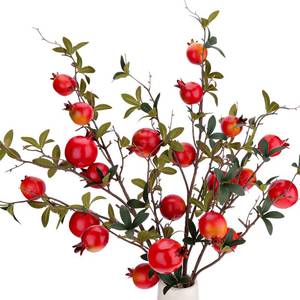 lot 8257 image: Gresorth 37.4 Inch Fake Pomegranate Branch Artificial Pomegranate - 3 Pcs
