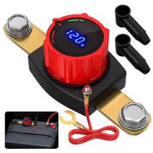 lot 8303 image: Joinfworld Side Post Battery Disconnect Switch 12V-48V with Led Voltmeter Display, DC 5-60V Battery Kill Switch Waterproof Marine Battery Cut Off Switch 12 Volt for Car RV Boat ATV UTV Vehicles