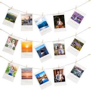 lot 8312 image: 100 Pcs Wooden Clothespins for Photo Hanging Display, Mini Clothes Pins with String, Photo Display Hanging Clips for Crafts Pictures Photos Home Birthday Wedding Party Decoration