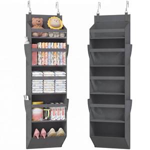 lot 8318 image: Lifewit 1 Pack Over the Door Organizer 5 Section Hanging Storage, Dark Gray