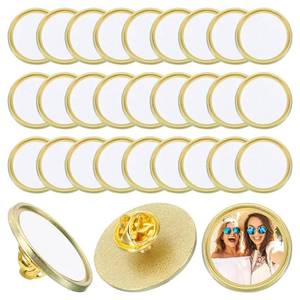 lot 8327 image: PATIKIL Sublimation Blank Button, 30 Pcs 0.98 Inch Aluminum DIY Sublimation Pins Round for DIY Craft Badge Jewelry Lapel, Golden Tone