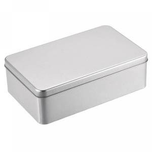 lot 8328 image: uxcell Metal Tin Box, 7.09in x 4.33in x 2.17in Rectangular Empty Tinplate Containers with Lids, Silver Tone, for Home Organizer, Candles, Gifts, Car Keys, Crafts Storage